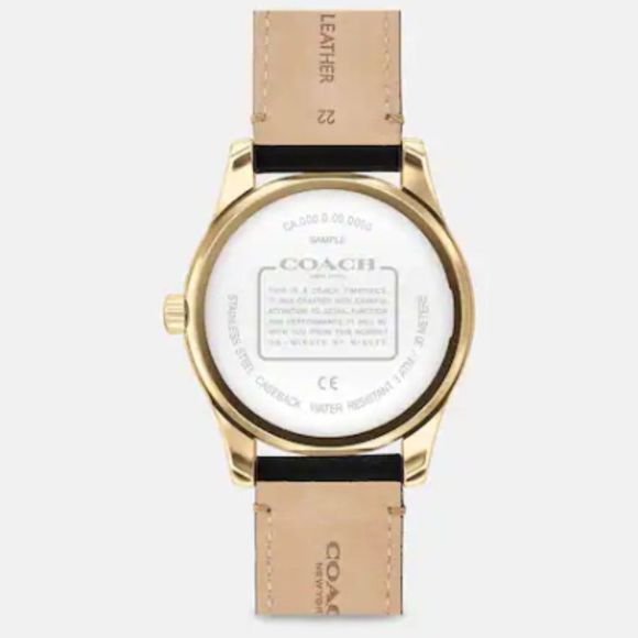 NIB COACH CASEY WATCH, 42mm MINERAL CRYSTAL BUCKLE CLOSURE GOLD TONE BLACK - Picture 3 of 3